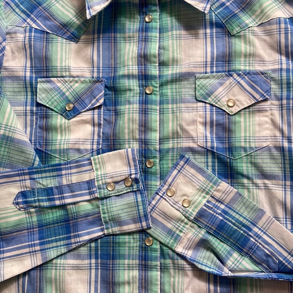 Wrangler Pearl Snap Button Down Long Sleeve Shirt Size L - Picture 3 of 8